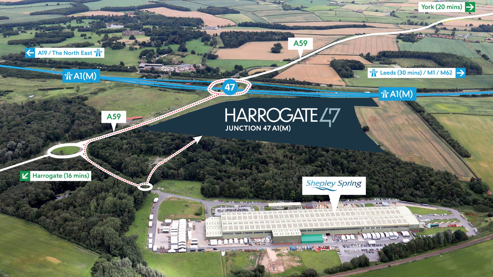 invest-strategic-harrogate-47 : image showing Harrogate 47 site location in proximity to A1(m) and A59 roads